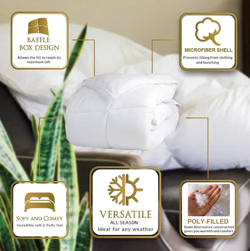 Miniatura 3 de Elegant Comfort Edredón de lujo súper suave de plumón de ganso alternativo, cosido en caja y doble relleno, edredón de calidad premium, calidez