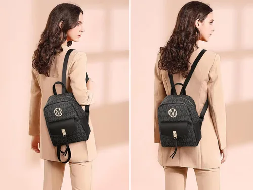 Miniatura 2 de MKP - Mochila pequeña para mujer, bolso de hombro con borla y dije, Negro -, Mochilas Daypack