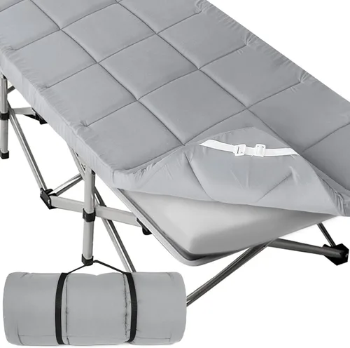 Miniatura 7 de Cubrecolchón para catre (grosor mejorado), almohadillas acolchadas de espuma para camping, almohadilla suave y cómoda para catre, solo la Gris