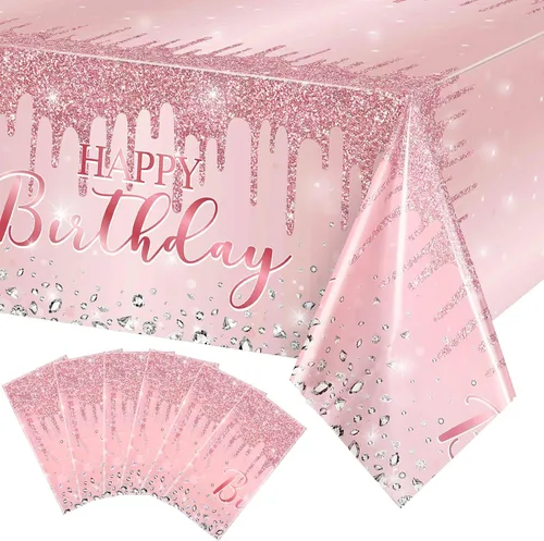 Miniatura 11 de Pajean Mantel de plástico con lentejuelas de diamantes con brillantina para fiesta de niña y niña, mantel de plástico con lentejuelas para niñas