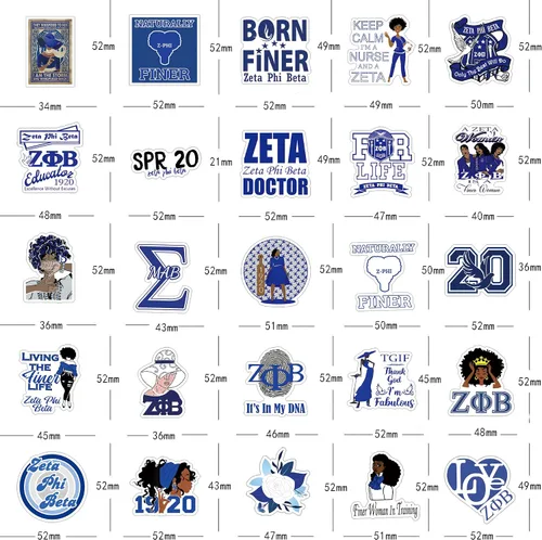 Miniatura 2 de Zeta Phi - Calcomanías de parafernalia de hermandad beta de hermandad, 60 unidades, calcomanías estéticas impermeables de vinilo para botella