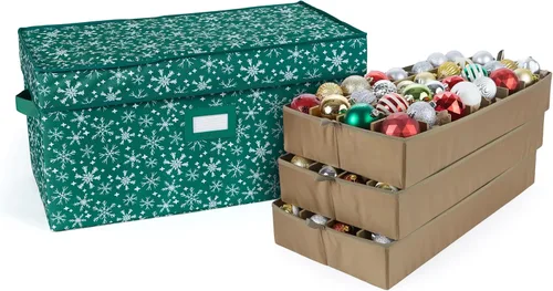 Miniatura 18 de Covermates Keepsakes – Caja de almacenamiento ajustable de 72 piezas – Capacidad para adornos de 4 pulgadas – Resistente – Asas – apilables