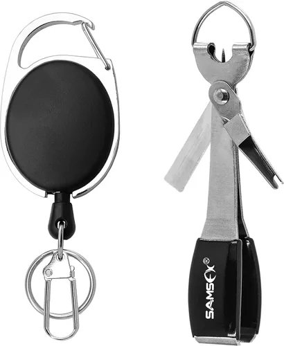 Miniatura 9 de SAMSFX Herramienta para atar nudos de pesca, pinzas de pesca con mosca multifuncionales con retractor, hilo de pesca Knot Tyer, nudos de uñas