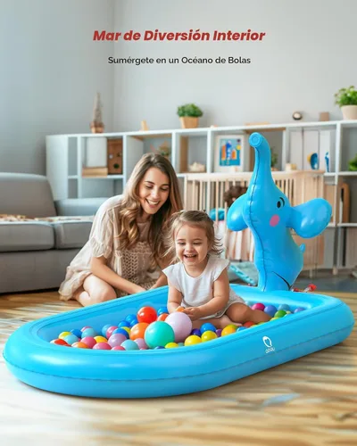 Miniatura 4 de QPAU Almohadillas de salpicaduras para niños pequeños de 1 a 3 años, tapete de juguete de elefante azul para niños, tapete de juego al aire libre