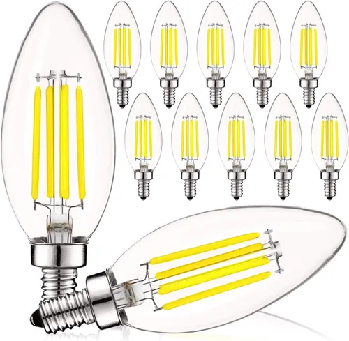 Miniatura 14 de LUXRITE Bombilla LED de candelabro vintage equivalente a 60 W, 550 lúmenes, 2700 K blanco cálido, bombillas LED de araña de 5 W, regulables, vidrio