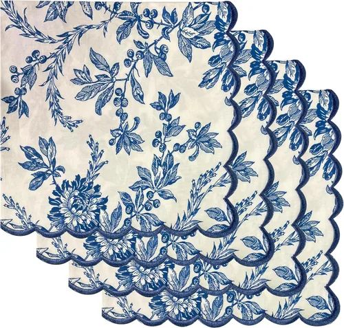 Miniatura 23 de Ridhi Juego de 4 servilletas bordadas reutilizables de algodón para bodas, fiestas, regalo diario para primavera, Pascua, San Valentín