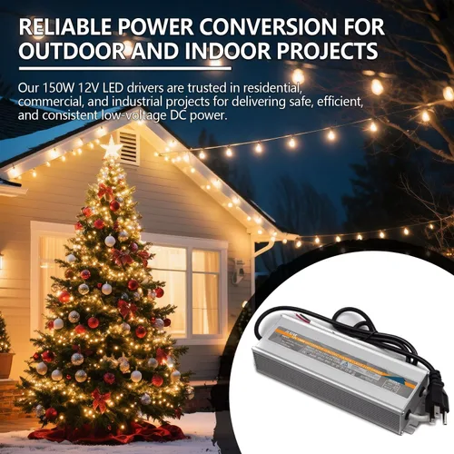 Miniatura 5 de (Paquete de 2) Fuente de alimentación LED de 150W 12V IP67 Transformador Adaptador Impermeable 90-260V AC a 12V DC Convertidor Compatible con Tiras