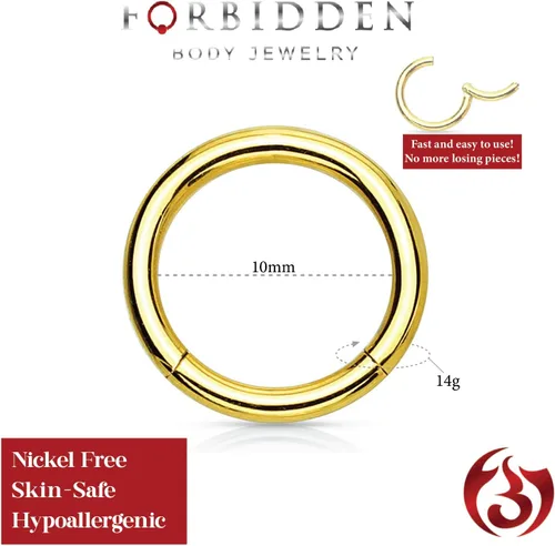 Miniatura 64 de Forbidden Body Jewelry - Piercing para la nariz de acero quirúrgico 316L con bisagra, 14G, 16G, 18G, diámetro de 15/64, 5/16, 25/64, 15/32 pulgadas