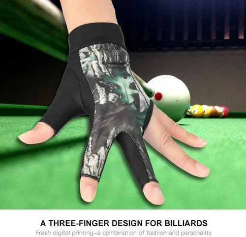 Miniatura 2 de Tbest Guante de piscina de mano izquierda, color verde, guante de billar de 3 dedos para hombres y mujeres
