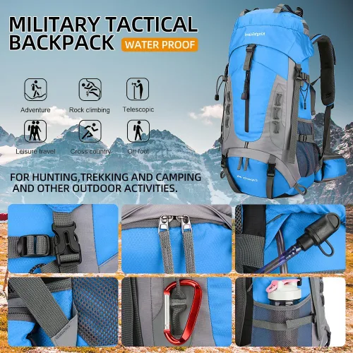 Miniatura 6 de King'sGuard Mochila de senderismo de 60 L para hombres y mujeres, mochila ligera para acampar y senderismo con cubierta para la lluvia, mochila