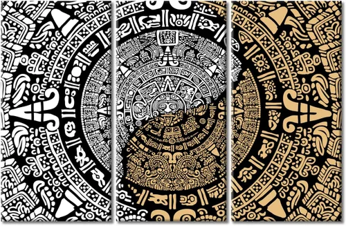 Miniatura 31 de Arte de pared de 3 piezas, pintura en lienzo del Día de los Muertos, Bailarín azteca, impresión sobre lienzo, festival mexicano, obra de arte