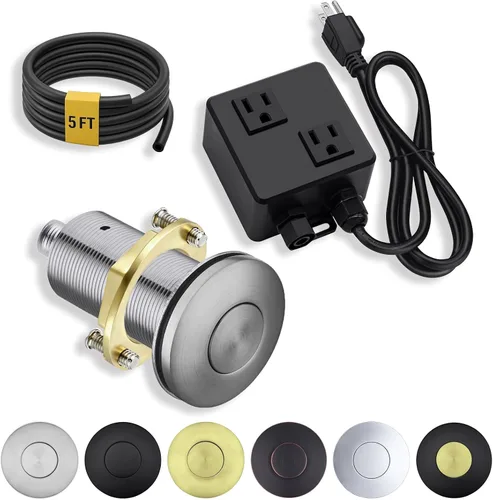 Miniatura 16 de BESTILL Kit de interruptor de aire de eliminación de basura en la parte superior del fregadero con doble salida, listado UL, bronce aceitado de 3.6