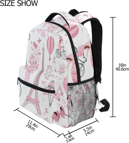 Miniatura 7 de Mochila de San Valentín, París, Torre Eiffel, para adultos, mochila escolar casual, bolsa universitaria de viaje, con cremallera, mochila de color3