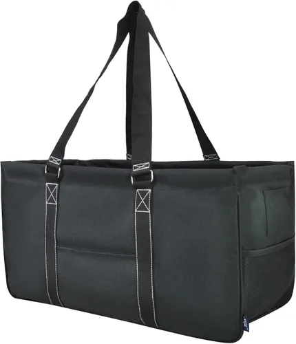Miniatura 472 de NGIL Bolsa de comestibles reutilizable extra grande plegable de gran tamaño para comestibles, almacenamiento, picnic, playa, Bronco-negro occidental