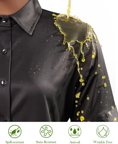 Miniatura 4 de Camisas con botones para mujer, ajustadas, de manga corta, con cuello, sin arrugas