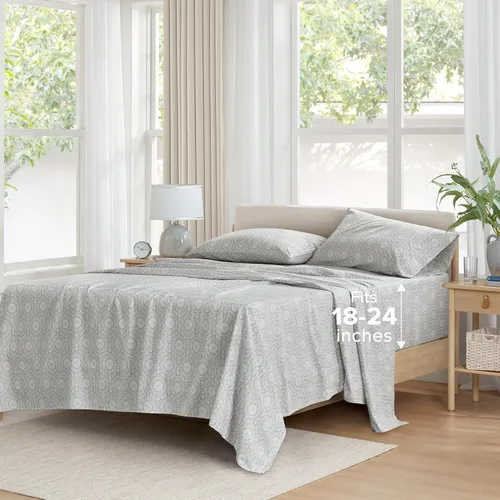 Miniatura 26 de Comfort Spaces Sábanas 100% algodón tamaño individual, transpirables, naturalmente frescas, sábanas de algodón suave con bolsillo elástico de 14
