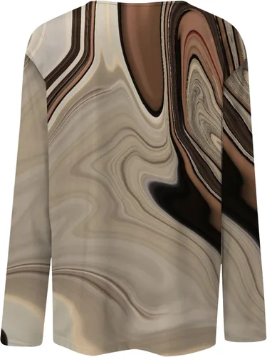 Miniatura 2 de Camisetas vintage para mujer, a la moda, casual, cuello redondo, manga larga, estampadas