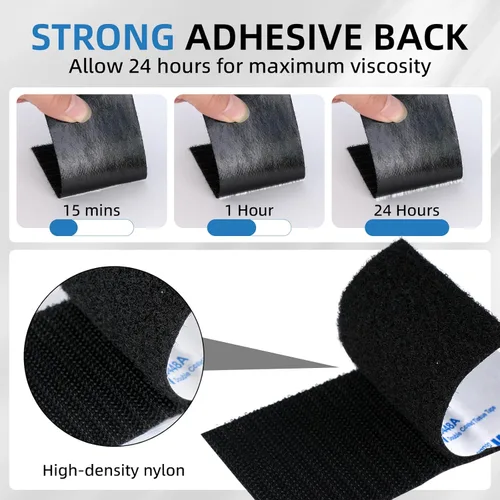 Miniatura 4 de Cinta autoadhesiva de velcro de 3M, 2" x 6.1 m de largo, 9448A, cinta adhesiva con parte posterior entrelazada, sujetador de tela de nylon de Blanco