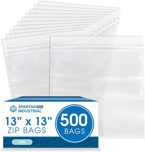 Miniatura 7 de Spartan Industrial - Bolsas de polietileno de plástico transparente con cierre de cremallera de 13 x 18 pulgadas (500 unidades) de 2 mil con cierre