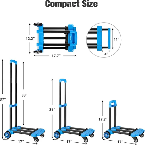 Miniatura 8 de KEDSUM - Camión de mano plegable, carretilla de 290 libras con ruedas, camión de mano plegable y colapsable, carrito de utilidad plegable, carrito