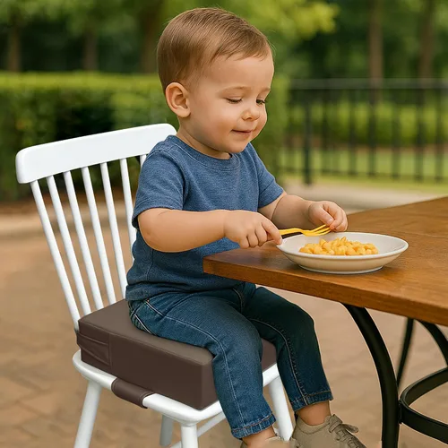 Miniatura 3 de Asiento elevador para mesa de comedor para niños pequeños, cojín lavable de poliuretano con correas dobles de seguridad, parte inferior