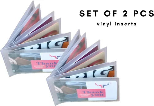 Miniatura 2 de Juego de 2 portatarjetas de tarjetas de crédito de vinilo resistente para tarjetas de crédito, insertos fabricados en Estados Unidos, Gris