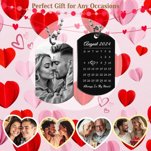 Miniatura 3 de Collar con Foto Personalizada Collar de Foto Personalizada para Hombres Mujeres Novio Aniversario Día de San Valentín Navidad Regalo para Esposo