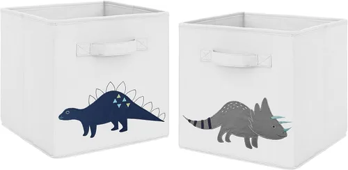 Miniatura 8 de Sweet Jojo Designs Juego de 2 cubos de almacenamiento plegables de tela (dinosaurio de acuarela de dinosaurio) para niños, bebés, niños, cajas