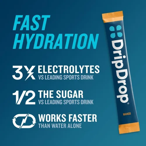 Miniatura 7 de DripDrop Hydration - Paquetes de electrolitos en polvo - Mango, acai, fruta de la pasión, coco piña - 16