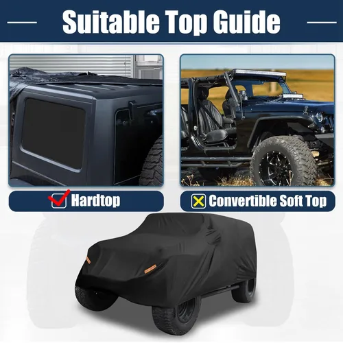 Miniatura 6 de X AUTOHAUX Funda de coche para Jeep Wrangler JK JL YJ TJ 4 puertas 2007-2021 al aire libre, impermeable, sol, lluvia, polvo, viento, nieve