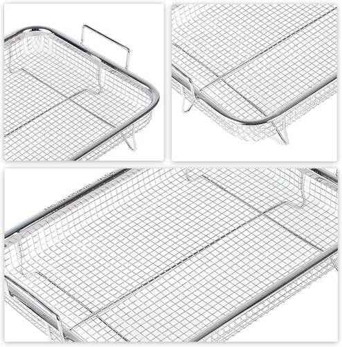 Miniatura 6 de Cesta para freidora de aire para horno: 2 cestas para freidora de aire, sartén de aire de 11.8 x 8.7 x 2.2 in, cesta de freír antiadherente, bandeja