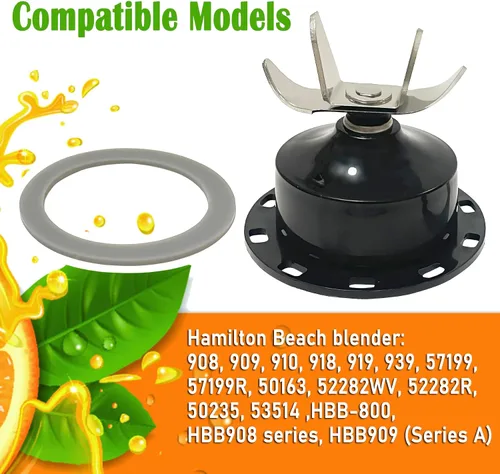 Miniatura 4 de 990140200 Cuchilla de licuadora con junta de repuesto para Hamilton Beach 908 909 939 910 918 919 939 57199 50235 53514 57199R HBH908 cuchillas