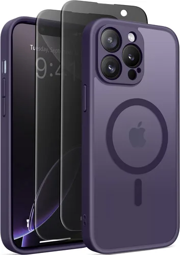Miniatura 16 de GolbinBox Funda magnética para iPhone 15 Pro, compatible con MagSafe, protección completa de la cámara, protector de pantalla de privacidad