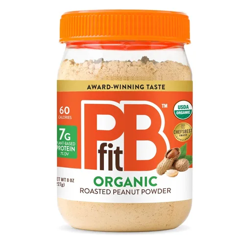 PBfit Polvo de mantequilla de maní orgánico de 8 onzas, maní en polvo para untar de maní prensado asado real, 7 g de proteína 7% DV, sin gluten, 60