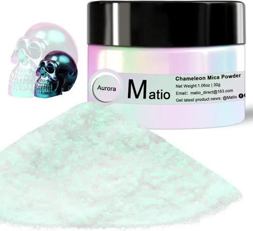 Miniatura 21 de Matio Polvo de Mica Camaleón, 10 * 5g Polvo Cromado, Pigmento de Efecto Nacarado con Cambio de Color, Juego de Polvo de Mica para Resina Epoxi