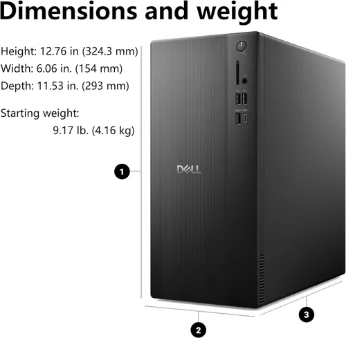 Miniatura 7 de Dell ECT1250 - Computadora de escritorio torre para multitarea definitiva en el hogar y la oficina, CPU Intel de 4 núcleos de 14ª