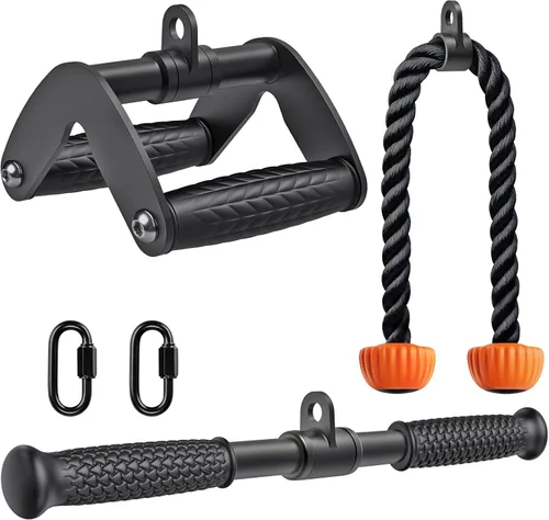 SELEWARE Accesorios para Tríceps LAT Jalón Accesorios de Entrenamiento para Gimnasio en Casa con Agarre de Goma Suave Antideslizante Accesorios para