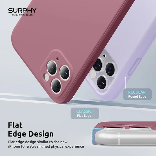 Miniatura 3 de SURPHY Funda con diseño para iPhone 11 Pro Max con protección para cámara, diseño de borde recto, silicona líquida delgada, color morado lila Lila