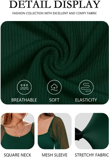 Miniatura 5 de DOROSE Camisas de manga larga de malla para mujer, blusas informales