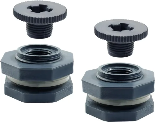 Miniatura 12 de 1 unidad Accesorio de Mamparo NPT2 de PVC, Conector de Tanque de Agua de Plástico de 2 Pulgadas con Rosca Pasante para Barriles de Lluvia, Acuarios