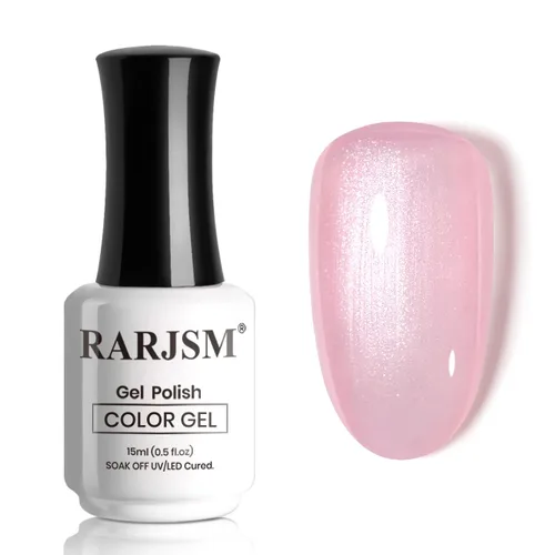 Miniatura 39 de RARJSM Esmalte de Uñas en Gel Rosa con Purpurina Nude, Rosa Brillante con Pigmento Dorado Brillante, Esmalte de Uñas en Gel Gelatinoso Transparente