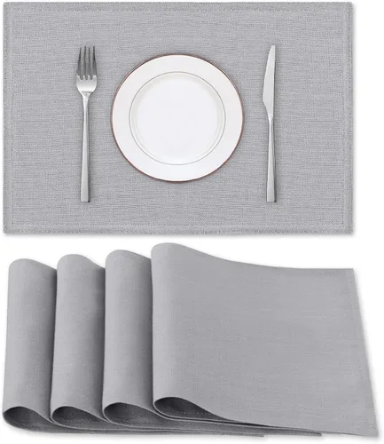Miniatura 8 de H.VERSAILTEX Juego de 4 manteles individuales de lino de alta calidad para mesa de comedor, a prueba de derrames, impermeables, resistentes al