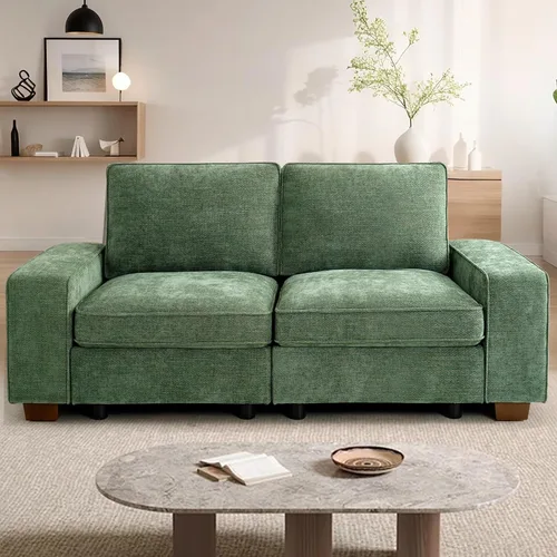 Miniatura 43 de TEKAMON Sofá Modular de 100" con Almacenamiento en los Asientos, Cómodo Sofá de Tela Chenilla de 3 Plazas para Sala de Estar, Oficina, Apartamento