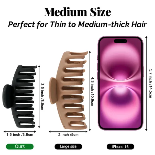 Miniatura 3 de Pinzas medianas para cabello fino y grueso medio, pinzas de sujeción fuerte para cabello fino, pinzas antideslizantes para mujeres y niñas, clips