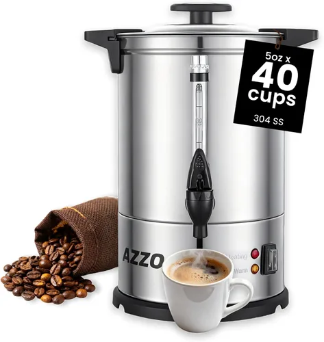 Commercial Coffee Maker 40-Cup Large Coffee Urn with Percolator Coffee Pot Electric 6L Stainless Steel Fast Brew Hot Water Dispenser for Tea