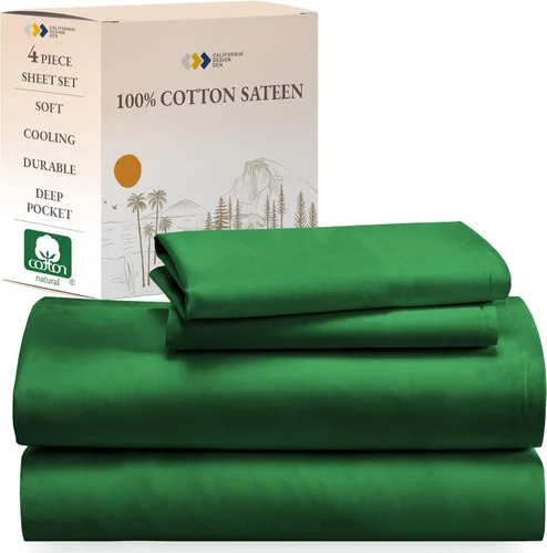 Miniatura 39 de California Design Den Sábanas de Algodón 100% Natural Tamaño Full Juego de Cama con Bolsillos Profundos - Tejido Satinado Suave, Sábanas Duraderas