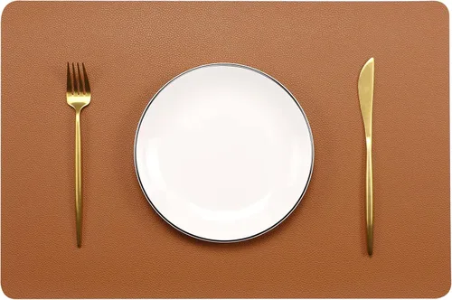 Miniatura 20 de Manteles individuales lavables de cuero para mesa, impermeables, resistentes al calor, fáciles de limpiar para mesa de comedor, cocina