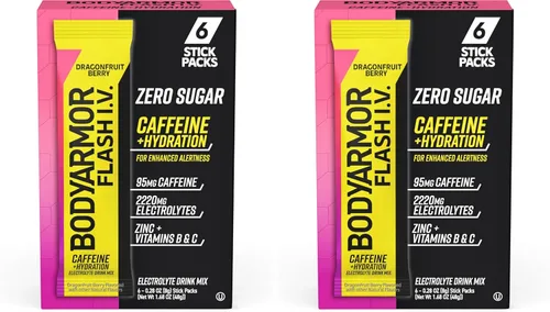 Miniatura 12 de BODYARMOR Flash IV - Paquetes de electrolitos, fresa y kiwi, mezcla de bebida sin azúcar, paquetes de una sola porción, agua de coco en polvo