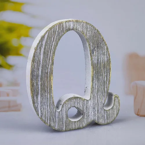 Miniatura 17 de Letras de madera rústica sin terminar de 6 pulgadas para decoración de pared, letras decorativas de pie en rodajas, decoración de tablero
