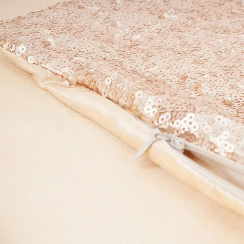 Miniatura 7 de YOUR SMILE Paquete de 2, Nueva Serie de Lujo Oro Rosa Champán Decorativa con Lentejuelas Brillantes y Cómoda Funda de Almohada Decorativa de Satén